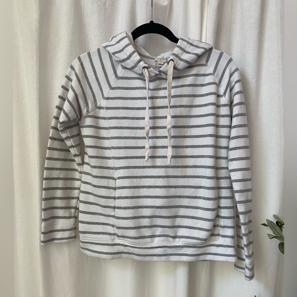 J.Crew womens striped grey and white hoodie